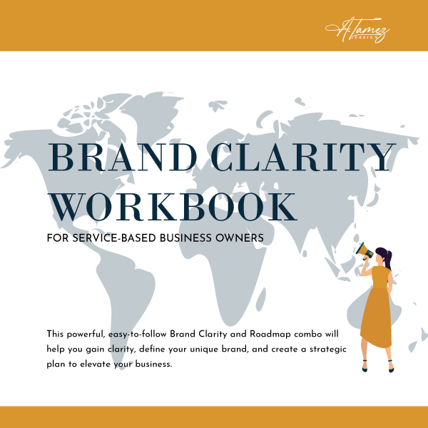 Cover for the brand clarity workbook, where you find clarity and the next steps for your brand's success