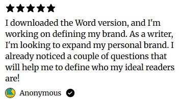 It shows the review of someone who purchase the brand clarity bundle - they are a writer expending their personal brand.