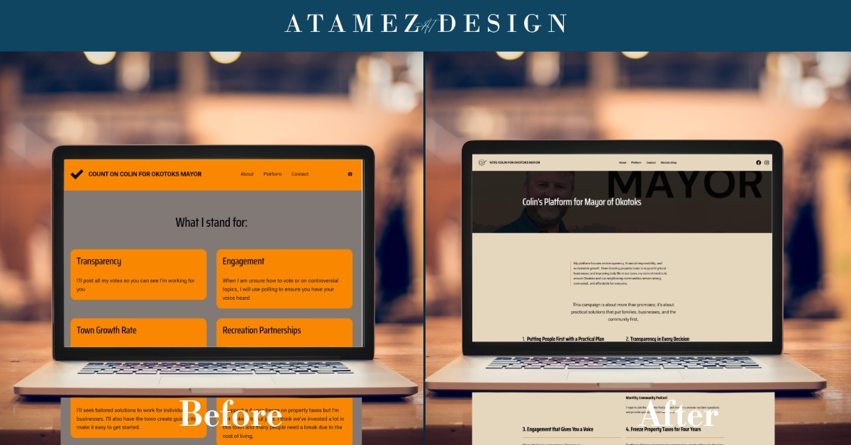 Showing the before and after of a website, where the after follows the rules of SEO, giving more information to the viewer and a strategic approach on how they can reach more views and leads.